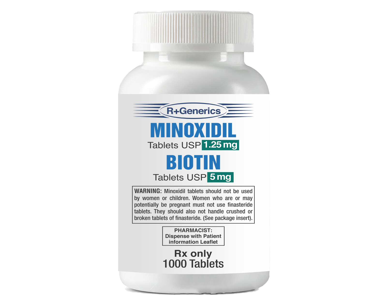  Minoxidil USP Biotin 5mg tabs 1000cts/Bottle – Rapheceutique